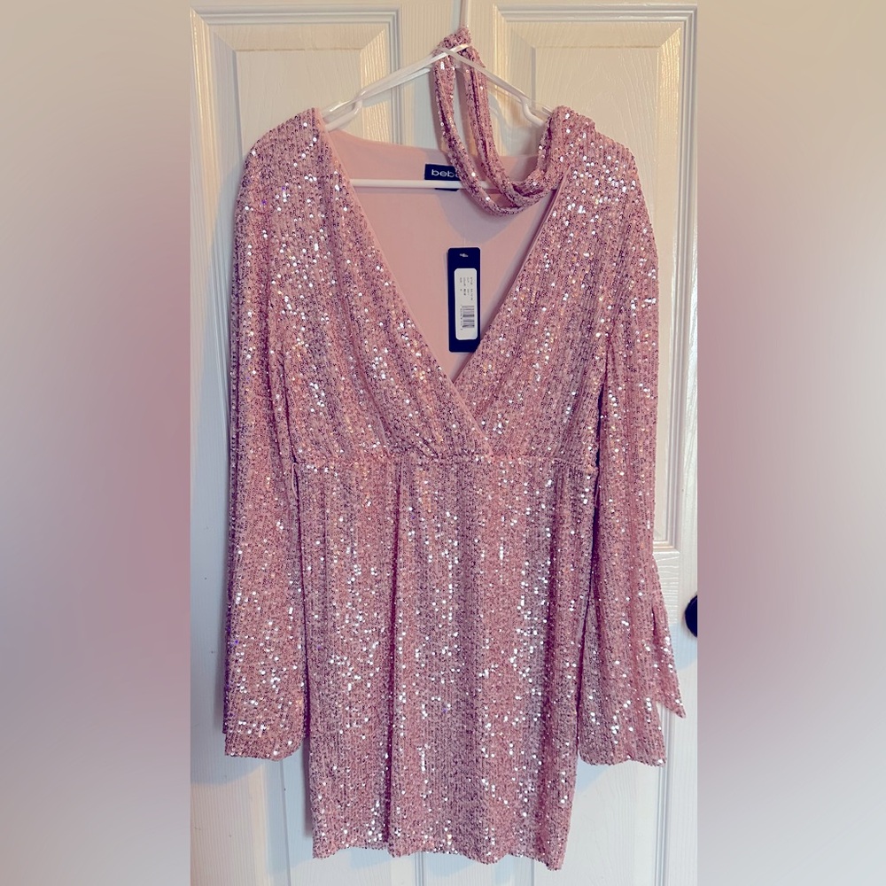 Bebe pink sequin dress